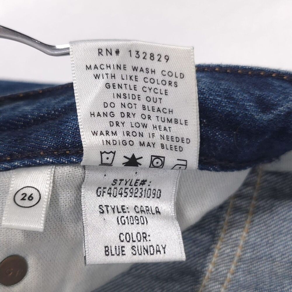 GRLFRND Carla Flare Bootcut Straight Jeans Blue Sunday Raw Hem ORGANIC COTTON 26 - Picture 15 of 16